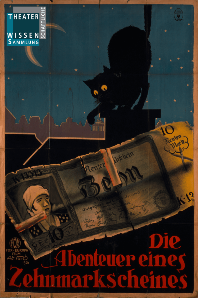Poster for Die Abenteuer eines Zehnmarkscheins (The Adventures of a Ten-Mark Note), a silent film from 1926 with Francesco in a minor role, © Theaterwissenschaftliche Sammlung der Universität zu Köln.